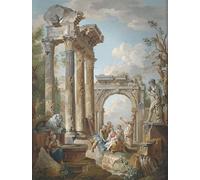 WYKUJMYTO Paisaje Lienzo Decorativo Lienzo Imagen Carteles Impresión Homilía de un Apóstol en Ruinas Romanas por Paolo Pannini para Decoración de Paredes 60x90cm