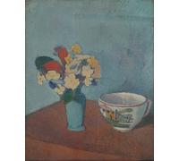 WYKUJMYTO Paisaje Lienzo Decorativo Lienzo Imagen Carteles Impresión Jarrón con flores y copa de Emile Bernard para Decoración de Paredes 60x90cm