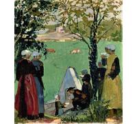 WYKUJMYTO Paisaje Lienzo Decorativo Lienzo Imagen Carteles Impresión la fuente sagrada en Guidel de Maurice Denis para Decoración de Paredes 60x90cm