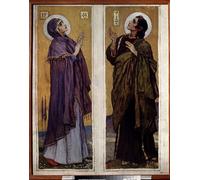 WYKUJMYTO Paisaje Lienzo Decorativo Lienzo Imagen Carteles Impresión la Virgen y San Juan Bautista de Mikhail Vasilievich Nesterov para Decoración de Paredes 60x90cm