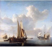 WYKUJMYTO Paisaje Lienzo Decorativo Lienzo Imagen Carteles Impresión Ships off the de Willem Van De Velde el para Decoración de Paredes 60x90cm