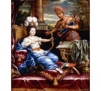 WYKUJMYTO Paisaje Lienzo Decorativo Lienzo Imagen Carteles Impresión una alegoría de América rindiendo homenaje a Europa por Pierre Mignard para Decoración de Paredes 60x90cm