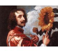 WYKUJMYTO Pinturas Famosas Póster en Lienzo Impresión de Arte Lienzo Autorretrato con un girasol de Sir Antony Van Dyck para la Decoración de la Sala de Estar 60x90cm