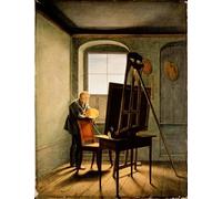 WYKUJMYTO Pinturas Famosas Póster en Lienzo Impresión de Arte Lienzo Caspar David Friedrich en Seinem Atelier por Georg Friedrich Kersting para la Decoración de la Sala de Estar 60x90cm
