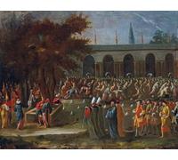WYKUJMYTO Pinturas Famosas Póster en Lienzo Impresión de Arte Lienzo el embajador holandés con su séquito siendo recibido por Jean Baptiste Vanmour para la Decoración de la Sala de Estar 60x90cm