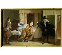 WYKUJMYTO Pinturas Famosas Póster en Lienzo Impresión de Arte Lienzo Escena del enfermo imaginario de Charles Robert Leslie para la Decoración de la Sala de Estar 60x90cm