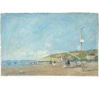 WYKUJMYTO Pinturas Famosas Póster en Lienzo Impresión de Arte Lienzo Una orilla del mar de Eugene Louis Boudin para la Decoración de la Sala de Estar 60x90cm