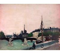 WYKUJMYTO Pinturas Famosas Póster en Lienzo Impresión de Arte Lienzo Vista de la isla de Saint Louis tomada desde Quai Henri Iv por Henri Rousseau para la Decoración de la Sala de Estar 60x90cm
