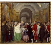 WYKUJMYTO Póster en Lienzo Impresión de Arte Lienzo Cuatro horas en el Salón Clausura de la Muestra Anual de Pintura de François Auguste Biard para la Decoración de la Sala de Estar 60x90cm