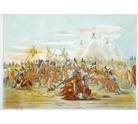 WYKUJMYTO Póster en Lienzo Impresión de Arte Lienzo Tribu Assiniboin que se asemeja a la danza de la pipa de baile Sioux de George Catlin para la Decoración de la Sala de Estar 60x90cm