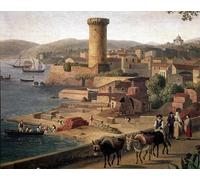 WYKUJMYTO Retratos Sobre Lienzo Lienzo Noderno Pintura Paisaje de Gaeta con pintura de detalle de fábrica de ladrillos de Jacob Hackert para la Decoración del Hogar del Dormitorio 60x90cm