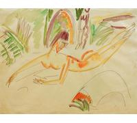WYKUJMYTO Vintage Lienzo Pintura Impresiones de Lienzo Cuadro en Lienzo Acostado en la playa de Fehmarn de Ernst Ludwig Kirchner para la Decoración del Hogar de la Oficina 60x90cm