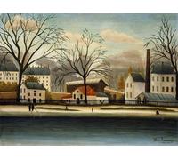 WYKUJMYTO Vintage Lienzo Pintura Impresiones de Lienzo Cuadro en Lienzo Afueras; Banlieue de Henri JF Rousseau para la Decoración del Hogar de la Oficina 60x90cm