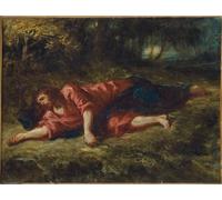 WYKUJMYTO Vintage Lienzo Pintura Impresiones de Lienzo Cuadro en Lienzo La agonía en el huerto de Ferdinandeugene Delacroix para la Decoración del Hogar de la Oficina 60x90cm