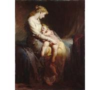 WYKUJMYTO Vintage Lienzo Pintura Impresiones de Lienzo Cuadro en Lienzo Madre e hijo de George Elgar Hicks para la Decoración del Hogar de la Oficina 60x90cm