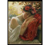 WYKUJMYTO Vintage Lienzo Pintura Impresiones de Lienzo Cuadro en Lienzo Mujer soñando de Benjamin Kennington para la Decoración del Hogar de la Oficina 60x90cm
