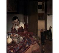 WYKUJMYTO Vintage Lienzo Pintura Impresiones de Lienzo Cuadro en Lienzo una niña dormida de Jan Vermeer para la Decoración del Hogar de la Oficina 60x90cm