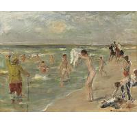WYKUJMYTO Vintage Lienzo Pintura Vintage Pinturas Póster Arte Pared Badende Knaben Jungen en Zandvoort por Max Liebermann para Decoraciones del Hogar 60x90cm