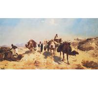 WYKUJMYTO Vintage Lienzo Pintura Vintage Pinturas Póster Arte Pared Cruzando el desierto de Jean Leon Gerome para Decoraciones del Hogar 60x90cm