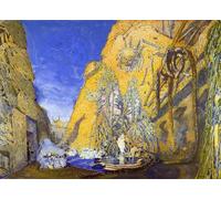 WYKUJMYTO Vintage Lienzo Pintura Vintage Pinturas Póster Arte Pared Escenografía para un cartel de producción de ballets rusos de Leon Bakst para Decoraciones del Hogar 60x90cm