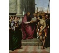 WYKUJMYTO Vintage Lienzo Pintura Vintage Pinturas Póster Arte Pared Juan Bautista Catalina y María Magdalena de Del Piombo para Decoraciones del Hogar 60x90cm