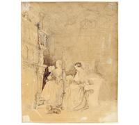 WYKUJMYTO Vintage Lienzo Pintura Vintage Pinturas Póster Arte Pared Marianne leyendo a Florence Nightingale en por Parthenope Nightingale para Decoraciones del Hogar 60x90cm