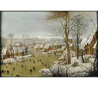 WYKUJMYTO Vintage Lienzo Pintura Vintage Pinturas Póster Arte Pared Paisaje invernal con trampa para pájaros y la huida a Egipto de Pieter Brueghel el para Decoraciones del Hogar 60x90cm