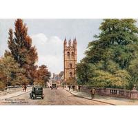 WYKUJMYTO Vintage Lienzo Pintura Vintage Pinturas Póster Arte Pared Torre de la Magdalena desde el puente Oxford de Alfred Robert Quinton para Decoraciones del Hogar 60x90cm