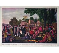 WYKUJMYTO Vintage Lienzo Pintura Vintage Pinturas Póster Arte Pared Tratado de William con los indios cuando él de Peennsylvania por Nathaniel Currier para Decoraciones del Hogar 60x90cm