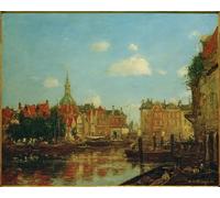 WYKUJMYTO Vintage Lienzo Pintura Vintage Pinturas Póster Arte Pared Vista desde Dordrecht de Eugene Louis Boudin para Decoraciones del Hogar 60x90cm