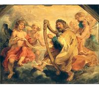 WYKUJMYTO Vintage Pinturas Retratos Sobre Lienzo Lienzo Noderno Pintura David tocando su arpa de Peter Paul Rubens para la Decoración del Hogar del Dormitorio 60x90cm