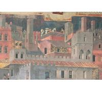 WYKUJMYTO Vintage Pinturas Retratos Sobre Lienzo Lienzo Noderno Pintura Detalle del Fresco del Buen Gobierno en la Ciudad de Ambrogio Lorenzetti para la Decoración del Hogar del Dormitorio 60x90cm