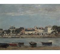 WYKUJMYTO Vintage Pinturas Retratos Sobre Lienzo Lienzo Noderno Pintura El puerto de Trouville de Eugene Louis Boudin para la Decoración del Hogar del Dormitorio 60x90cm