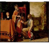 WYKUJMYTO Vintage Pinturas Retratos Sobre Lienzo Lienzo Noderno Pintura El rey David entregando la carta a Urías de Pieter Lastman para la Decoración del Hogar del Dormitorio 60x90cm
