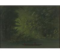 WYKUJMYTO Vintage Pinturas Retratos Sobre Lienzo Lienzo Noderno Pintura Entrada a una laguna de George Catlin para la Decoración del Hogar del Dormitorio 60x90cm