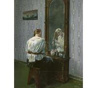 WYKUJMYTO Vintage Pinturas Retratos Sobre Lienzo Lienzo Noderno Pintura Frente al espejo de Christian Krohg para la Decoración del Hogar del Dormitorio 60x90cm