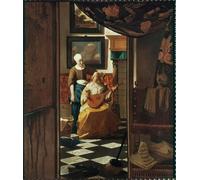 WYKUJMYTO Vintage Pinturas Retratos Sobre Lienzo Lienzo Noderno Pintura La carta de amor de Jan Vermeer Van Delft para la Decoración del Hogar del Dormitorio 60x90cm