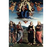 WYKUJMYTO Vintage Pinturas Retratos Sobre Lienzo Lienzo Noderno Pintura Mujer en gloria con el niño y los santos de Pietro Perugino para la Decoración del Hogar del Dormitorio 60x90cm