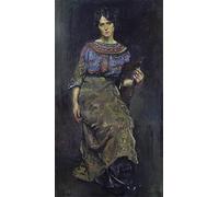 WYKUJMYTO Vintage Pinturas Retratos Sobre Lienzo Lienzo Noderno Pintura Mujer Sentada Christian Krohg para la Decoración del Hogar del Dormitorio 60x90cm