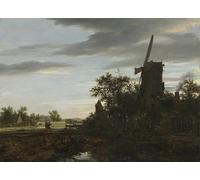 WYKUJMYTO Vintage Pinturas Retratos Sobre Lienzo Lienzo Noderno Pintura Paisaje con un molino de viento de Jacob Van Ruisdael para la Decoración del Hogar del Dormitorio 60x90cm
