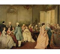 WYKUJMYTO Vintage Pinturas Retratos Sobre Lienzo Lienzo Noderno Pintura Sortee en un interior rococó de Benjamin Eugene Fichel para la Decoración del Hogar del Dormitorio 60x90cm