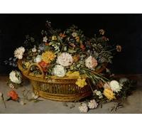 WYKUJMYTO Vintage Pinturas Retratos Sobre Lienzo Lienzo Noderno Pintura una cesta de flores de Jan Brueghel el para la Decoración del Hogar del Dormitorio 60x90cm