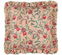Wylder Tropics Funda de cojín con Volantes y Estampado de Elefante Okara - Melocotón/Lino - 50x50cm