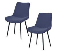 WYLEBER Elásticas Funda para Silla de Comedor Concha Pack de 2/4/6,Fundas Sin Brazos de Estilo Moderno de Mediados de Siglo,para Comedor Cocina Sala de Estar,Extraíbles y Lavables(Navy Blue,2Pcs)