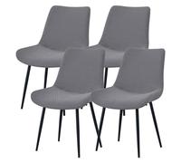 WYLEBER Elásticas Funda para Silla de Comedor Concha Pack de 2/4/6,Fundas Sin Brazos de Estilo Moderno de Mediados de Siglo,para Comedor Cocina Sala de Estar,Extraíbles y Lavables(Dark Gray,4Pcs)