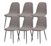 WYLEBER Fundas para Sillas de Comedor de Estilo Moderno de Mediados de Siglo Pack de 2/4/6,Elásticas Funda Silla Concha,Suaves Fundas Sillones Sin Brazos para Cocina Comedor Sala de Estar(Khaki,6Pcs)