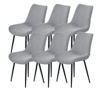 WYLEBER Fundas para Sillas de Comedor Pack de 2/4/6,Elásticas Fundas Sillas Concha Sin Brazos Estilo Moderno de Mediados de Siglo,para Cocina Oficina Comedor Sala de Estar(Light Gray,6Pcs)