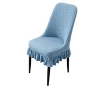 WYLEBER Fundas Sillas de Comedor Pack de 1/2/4/6,Acento Moderno Funda de Silla Respaldo Curvo con Falda,para Restaurante Cocina Sala de Estar Dormitorio Protector de Muebles(Blue,4 Set)