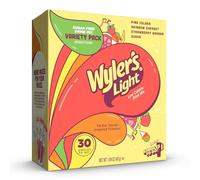 Wyler's Light Island Flavors - Paquete variado, mezcla de bebida sin azúcar, potenciador de agua bajo en calorías, 30 barras, piña colada, sorbete arcoíris, fresa y plátano, guayaba