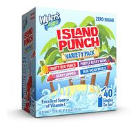 Wyler's Light Island Punch, paquete variado Singles to Go, punzón rojo afrutado, onda de bayas moradas, jammer de bayas y brisa azul del océano, 40 palos totales